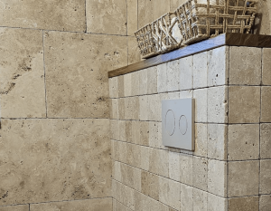 Trommelpolierte Travertinplatte Classic Light (10x10x1)