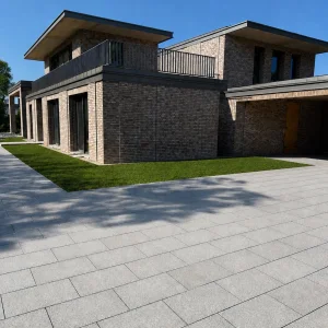 Geflammte Terrassenplatte aus Granit in Hellgrau STRZEGOM (60x40x6)